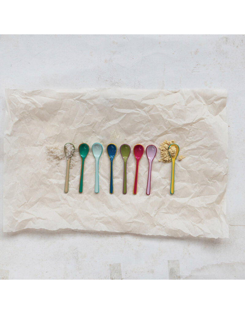 At The Table Enamel Salt Spoon with Colored Edge, 8 Styles
