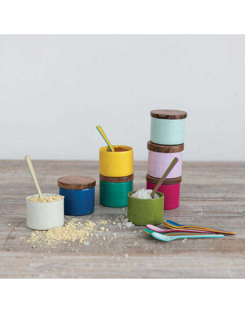 At The Table Enamel Salt Spoon with Colored Edge, 8 Styles
