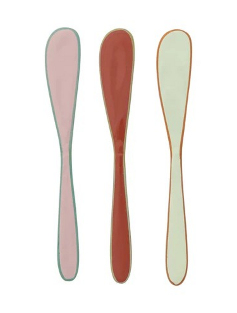 Enamel Canape Knife with Colored Edge, 3 Styles