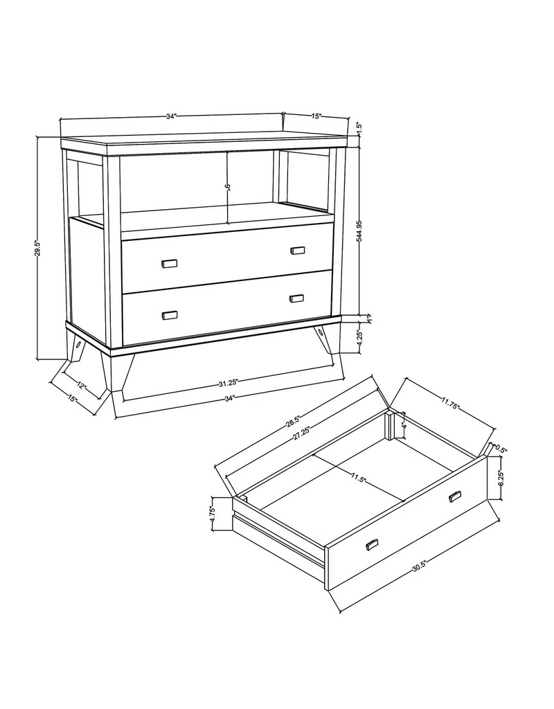 Ezra Ezra 2 Drawer Side Table - Slate Blue