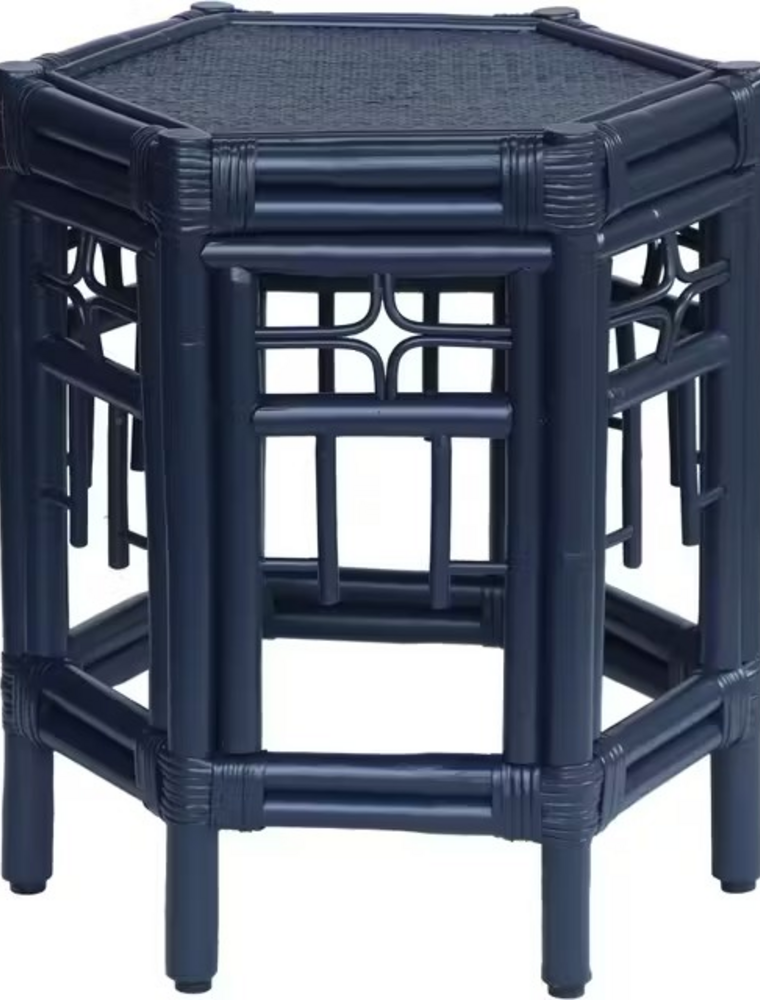 Rattan Wren Chippendale Rattan Side Table - Navy