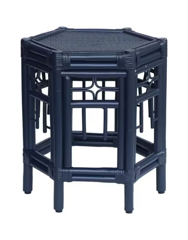 Rattan Wren Chippendale Rattan Side Table - Navy