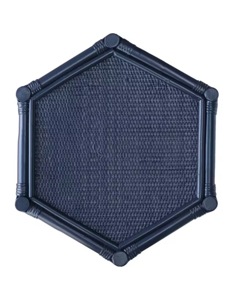 Rattan Wren Chippendale Rattan Side Table - Navy