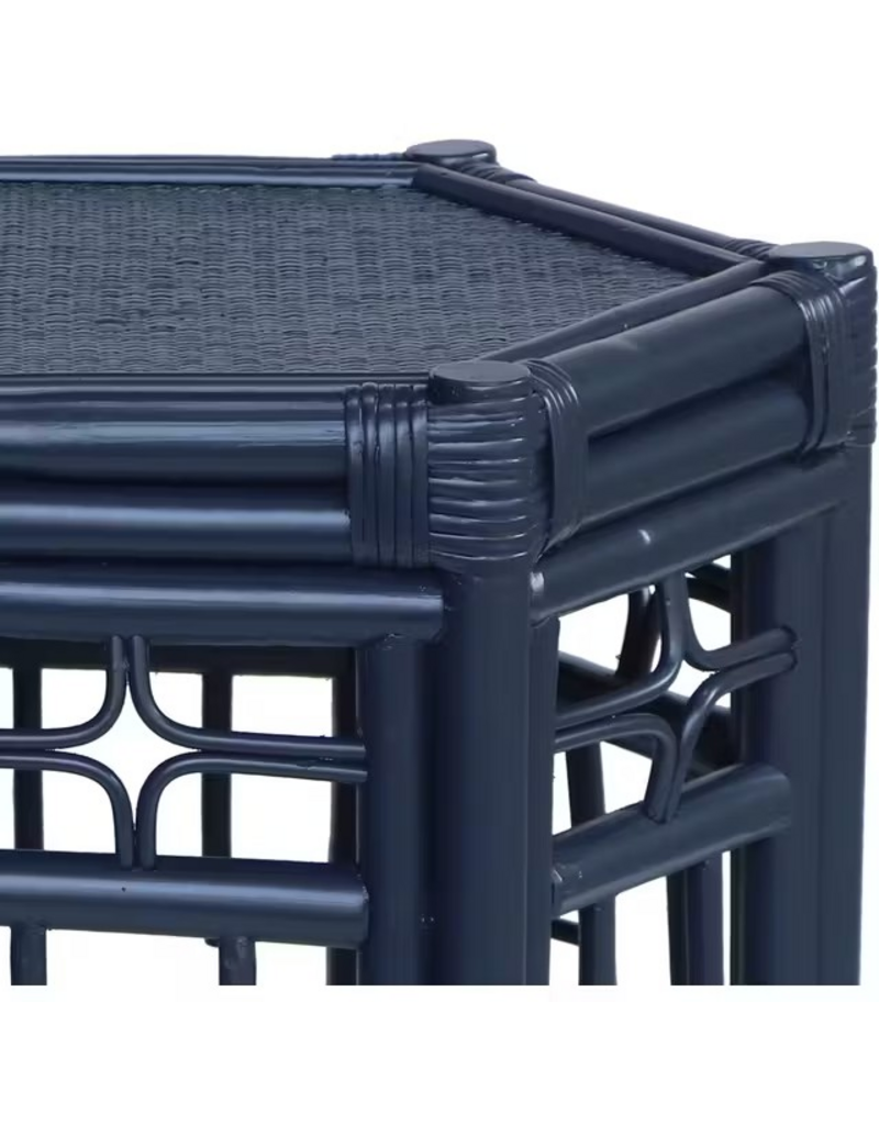 Rattan Wren Chippendale Rattan Side Table - Navy