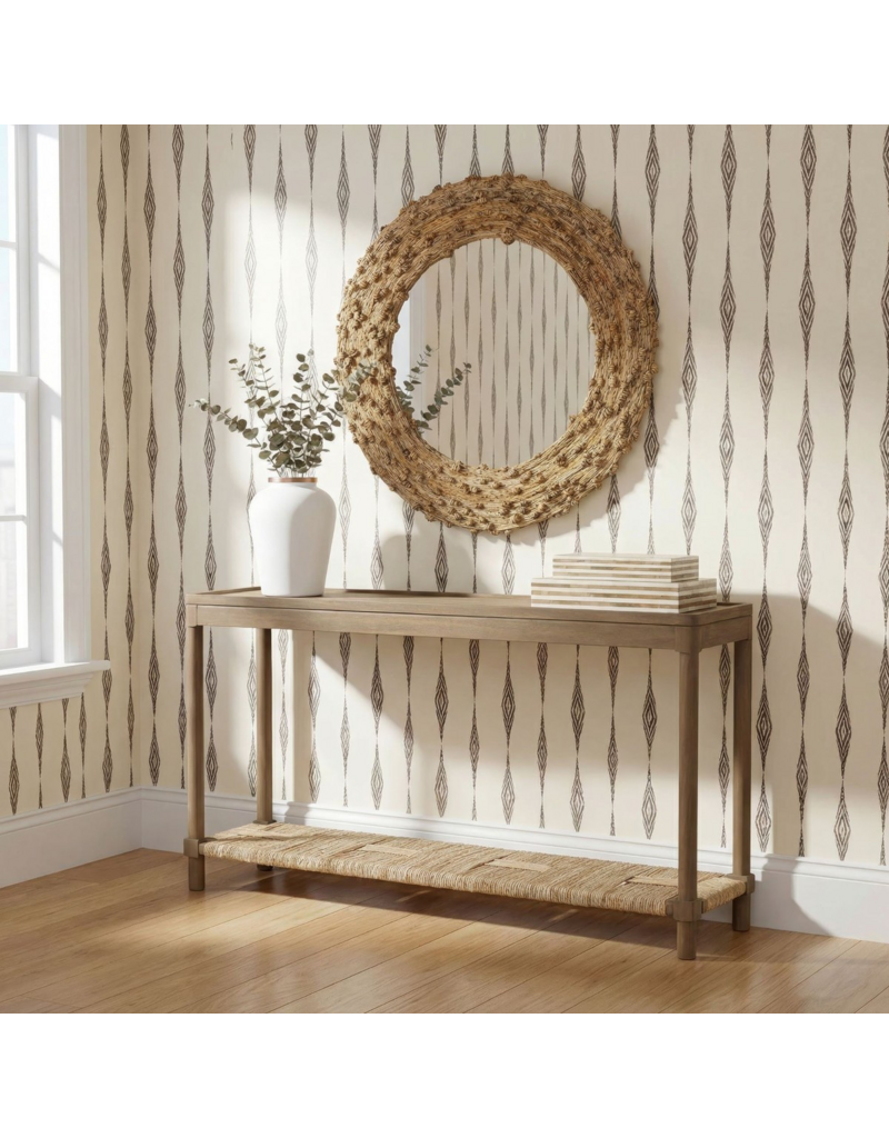 Jeffan 58" W - Asher Tray Top Console with Rush Shelf