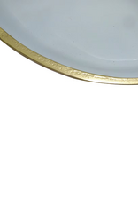Rattan Small BLUE Enamel Metal Tray with Rattan Handles
