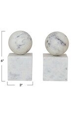 SET of 2 / Marble Bookends 6"H