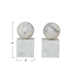 SET of 2 / Marble Bookends 6"H