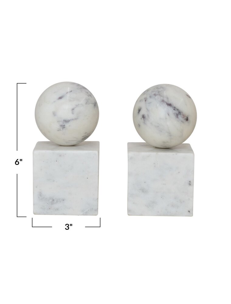 SET of 2 / Marble Bookends 6"H