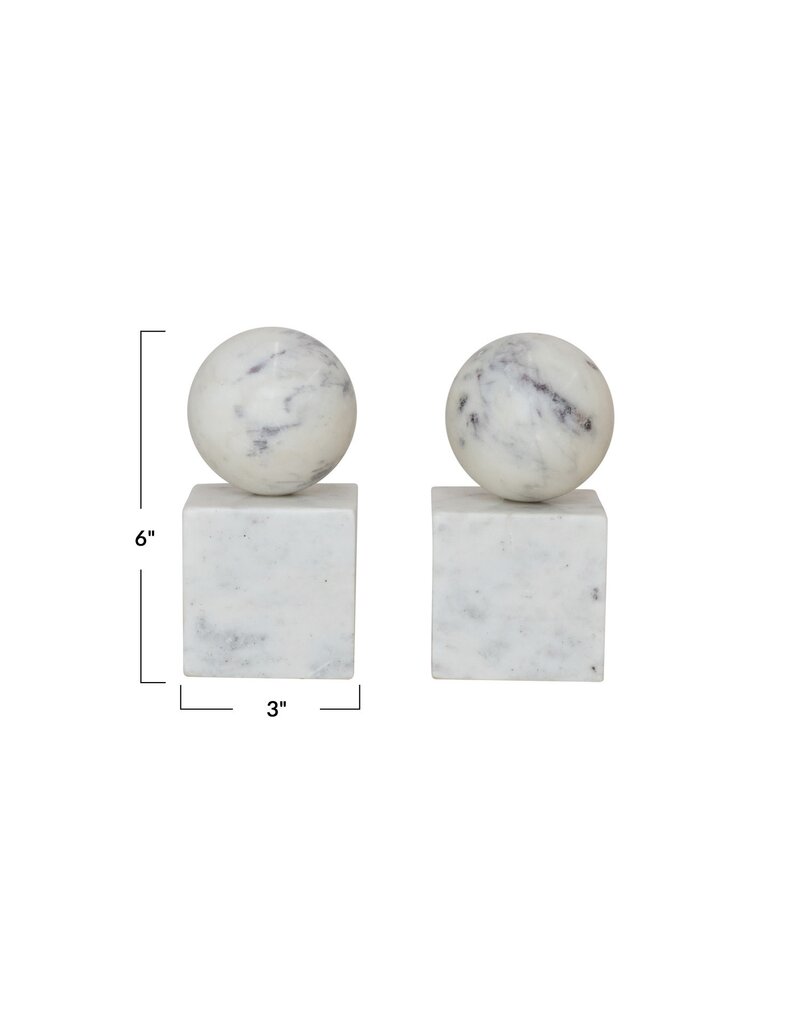 SET of 2 / Marble Bookends 6"H