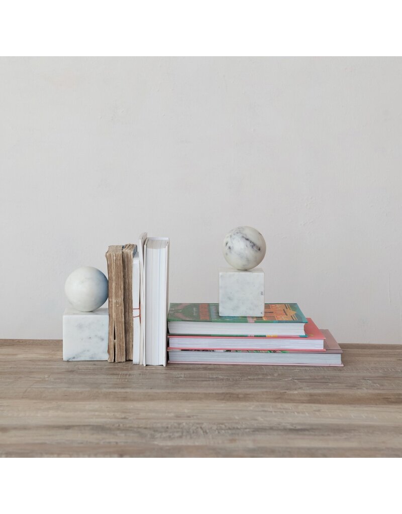 SET of 2 / Marble Bookends 6"H