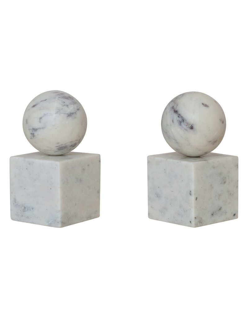 SET of 2 / Marble Bookends 6"H