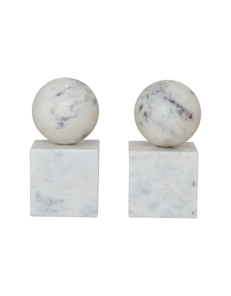SET of 2 / Marble Bookends 6"H