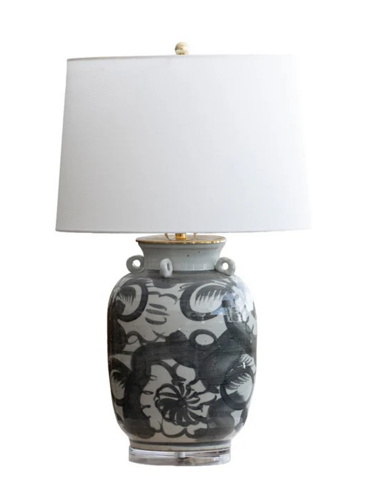 Blue Ocean Brown - Jingdezhen Porcelain Hand Painted Folk Lamp