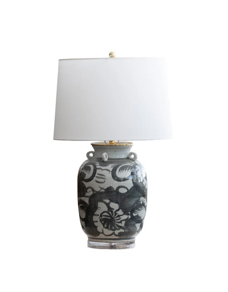 Blue Ocean Brown - Jingdezhen Porcelain Hand Painted Folk Lamp