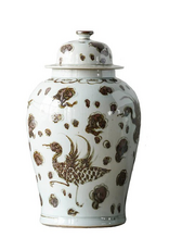 Blue Ocean Brown Phoenix - Jingdezhen Hand Painted Temple Jar