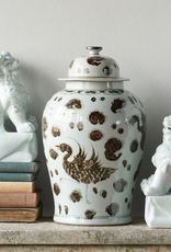 Blue Ocean Brown Phoenix - Jingdezhen Hand Painted Temple Jar