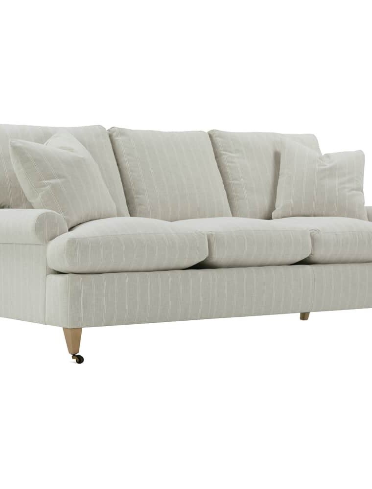 Robin Bruce Cadence Upholstered Sofa - Bliss/Putty Stripe Fab: RA252-75 Grade AA 82" L x 38" D