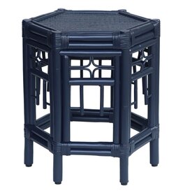 Rattan Wren Chippendale Rattan Side Table - Light Blue