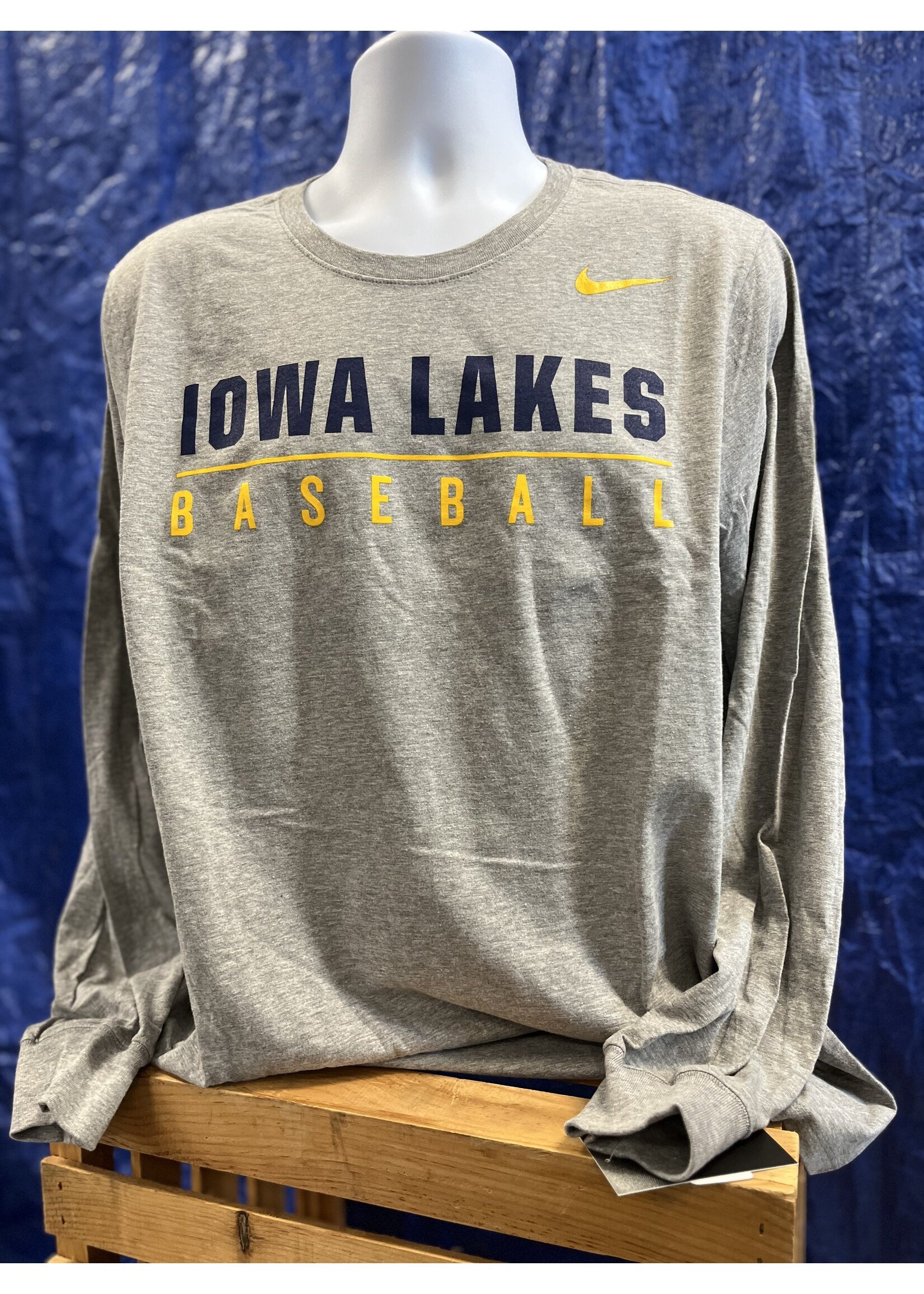 Nike Baseball Navy/Gold LS Tee Grey