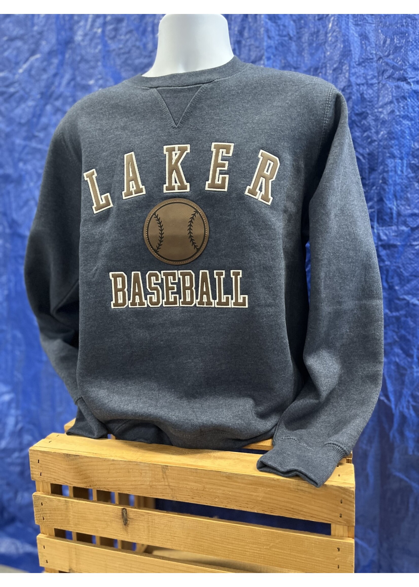 Baseball Patch Heather Navy Crew