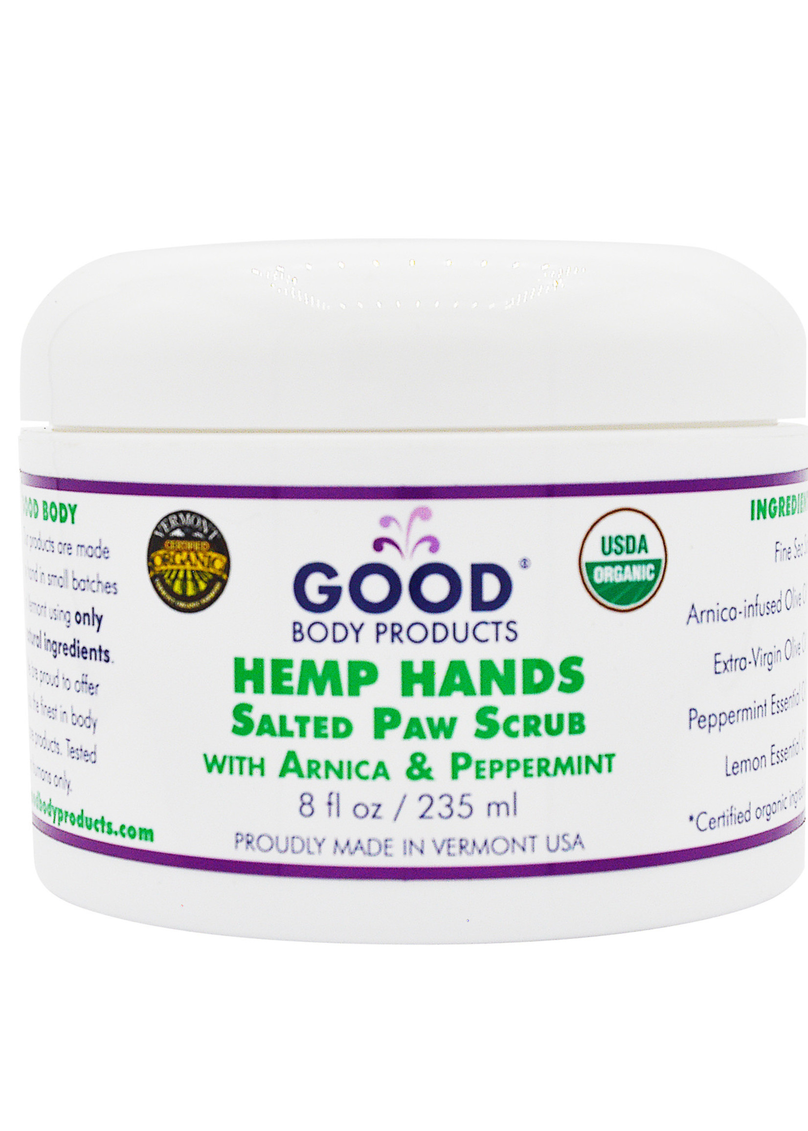 Good Body Products GBP, Hemp Hands Salted Paw Scrub with Calendula and Lemon Balm, 8oz