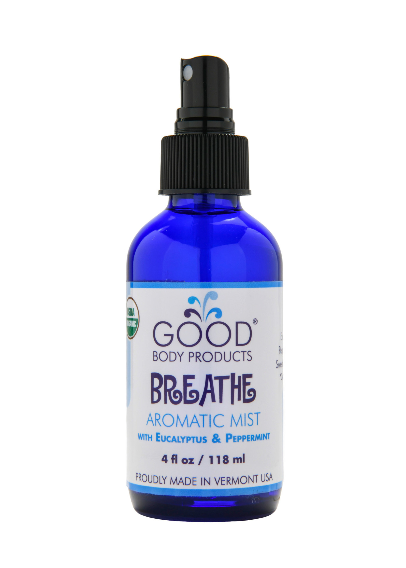 Good Body Products GBP, Breathe Aromatic Mist with Eucalyptus and Peppermint, 4oz