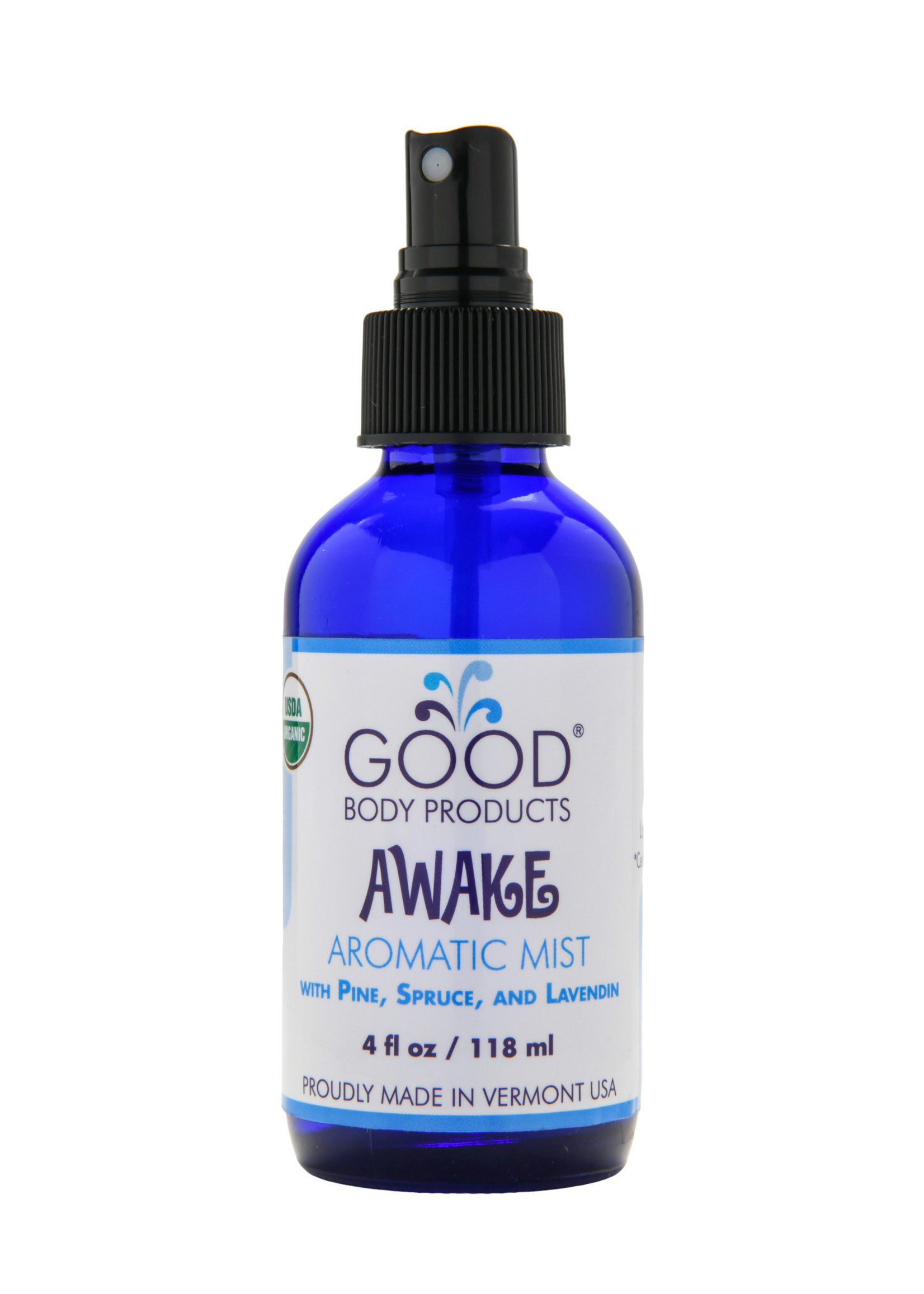 Good Body Products GBP, Awake Aromatic Mist with Pine, Spruce, and Lavandin, 4oz