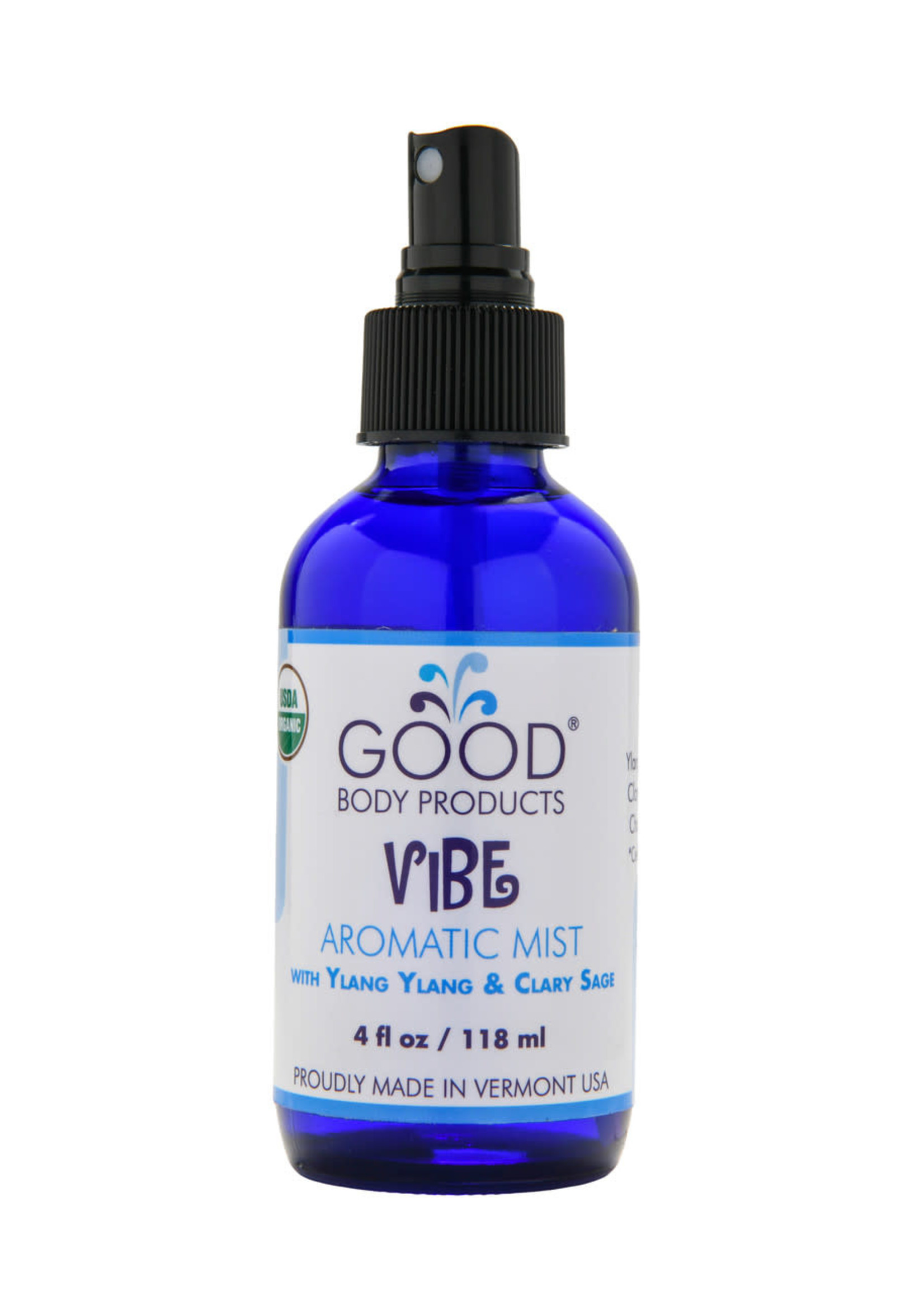 Good Body Products GBP, Vibe Aromatic Mist with Ylang Ylang and Clary Sage, 4oz