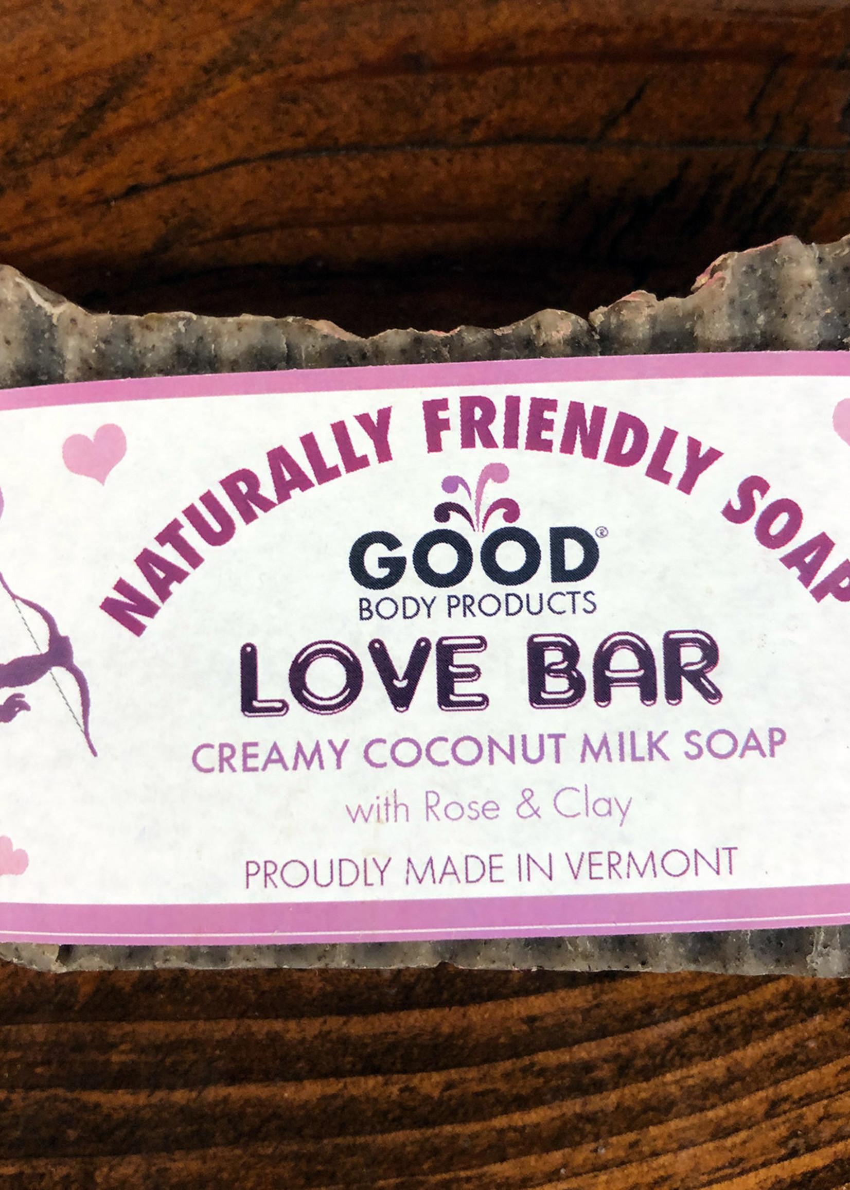 Good Body Products GBP, Love Bar Coconut Milk Bar Soap with Rose and Clay, 4.5oz