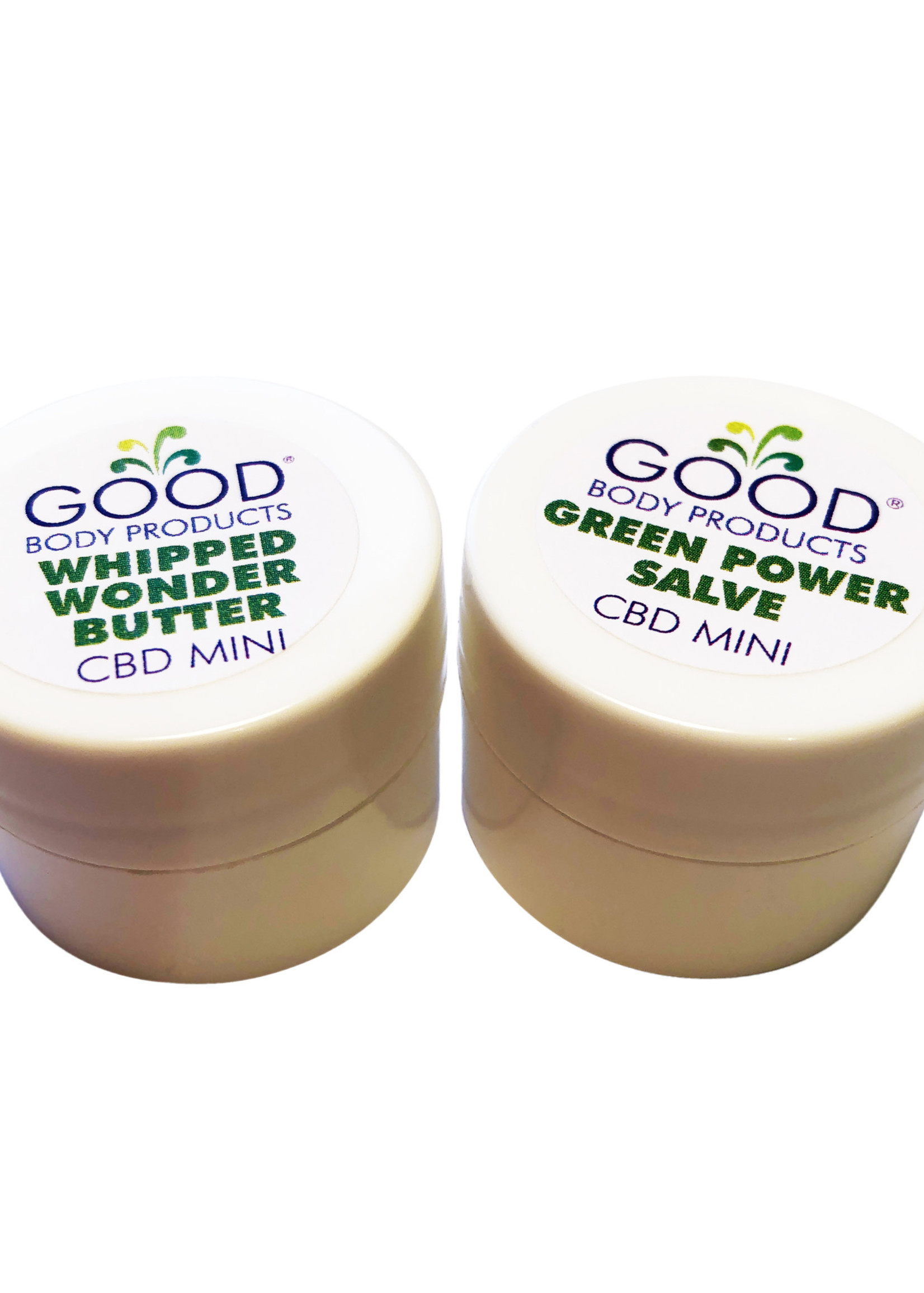 Good Body Products GBP, CBD Minis, Green Power Salve and Whipped Wonder Butter, 2 x .25oz