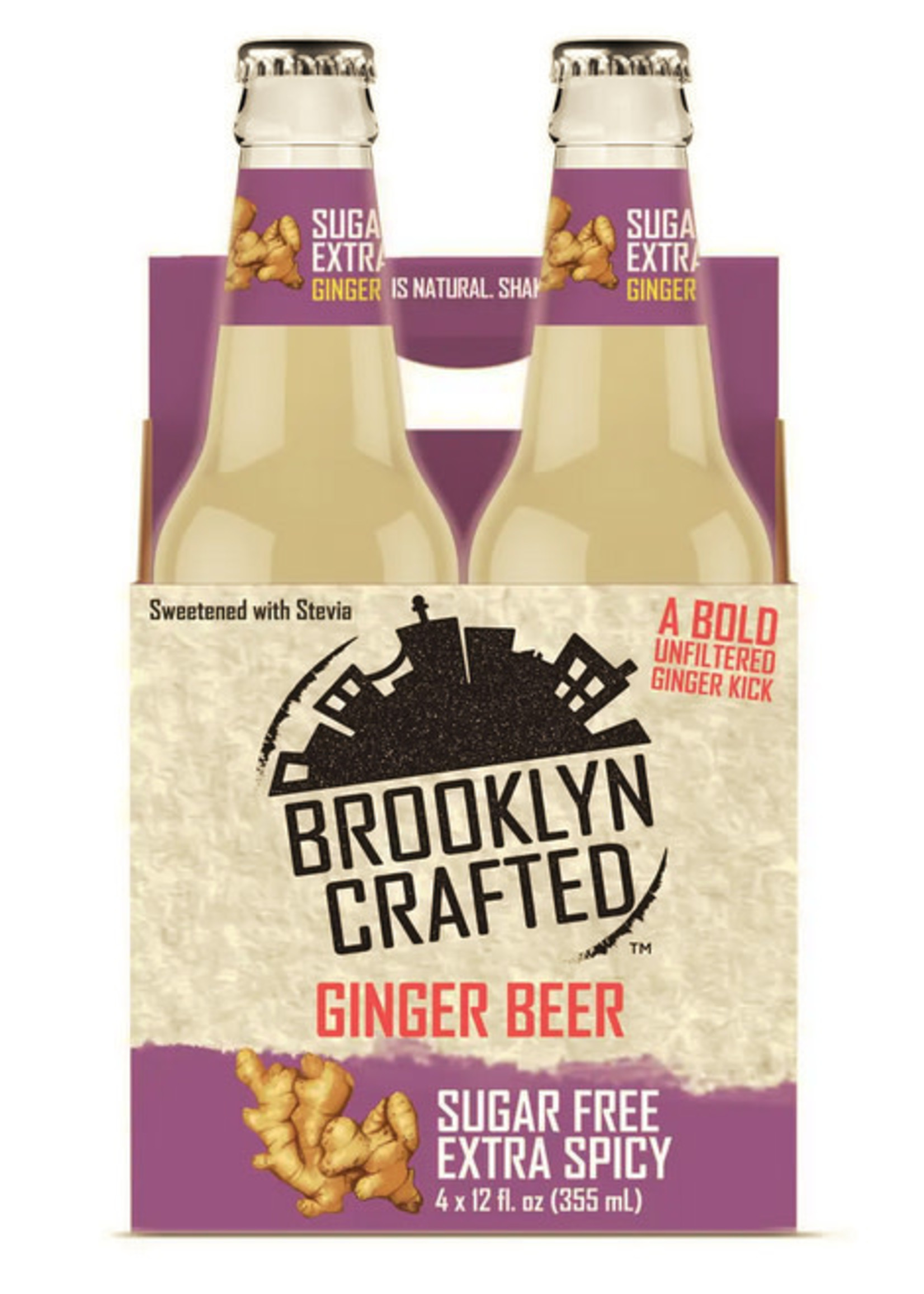 Brooklyn Crafted Brooklyn Crafted, Ginger Beer, Sugar-Free Extra Spicy, 4 pack