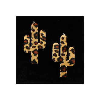 Blazin Roxx Blazin Roxx Leopard Print Cactus Earrings