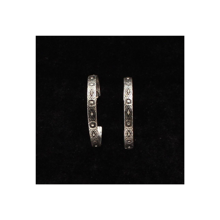 Silver Strike Silver Strike Aztec Engraved Hoop Earrings