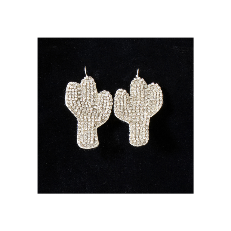 Silver Strike Silver Strike Rhinestone Cactus Earrings