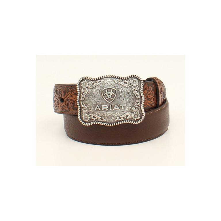 Ariat Ariat Western Floral Distressed Brown Leather Belt