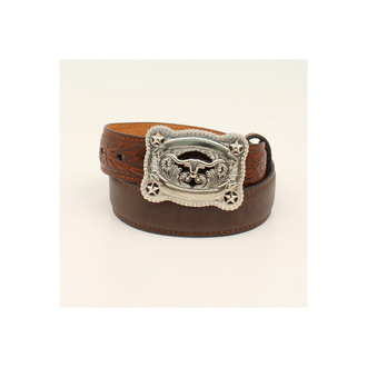 Nocona Nocona Brown Leather Longhorn Buckle Belt
