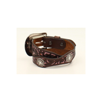 Ariat Ariat Pink Leather Background Rhinestone Concho Belt