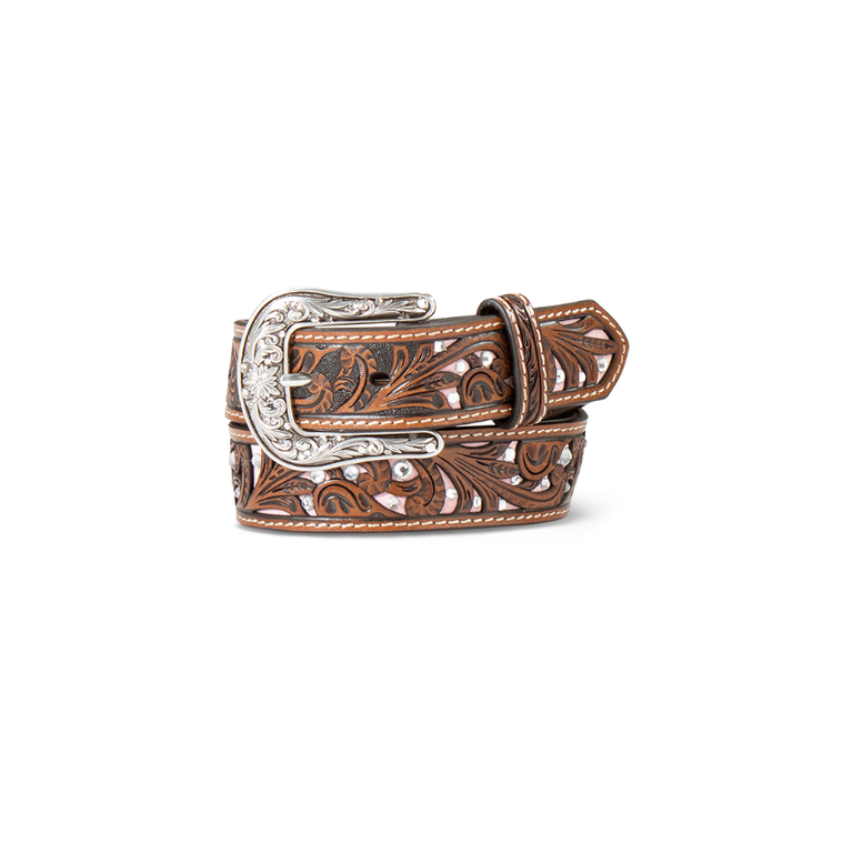 Ariat Ariat Pink And Crystal Underlay Leather Belt