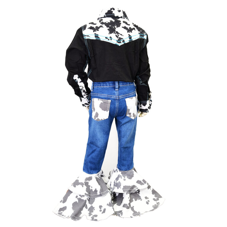 Cowgirl Hardware Cowgirl Hardware Cow Print Double Ruffle Jeans