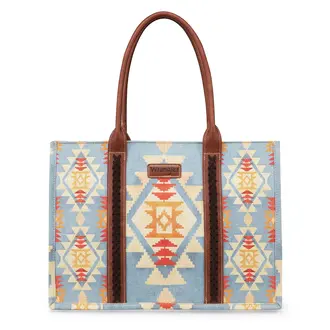 Montana West Inc Wrangler Southwestern Pattern Dual Sided Print Canvas Wide Tote
