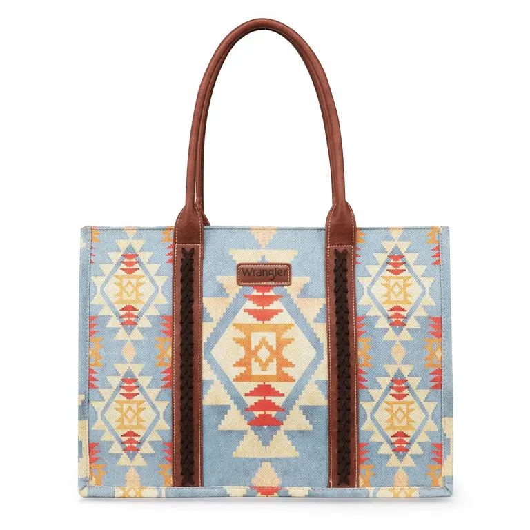 Montana West Inc Wrangler Southwestern Pattern Dual Sided Print Canvas Wide Tote