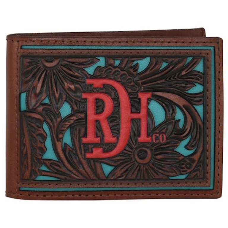 Red Dirt Hat Co Red Dirt Hat Co Tooled With Turquoise Inlay Bifold Wallet