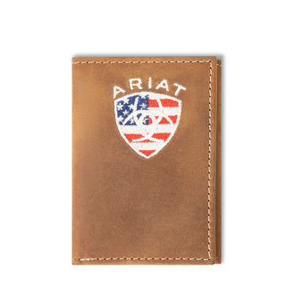 Ariat Ariat American Flag Embroidered Logo Trifold Wallet