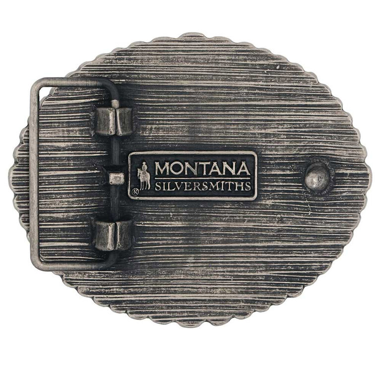 Montana Silversmiths Montana Silversmiths Barbed Wire Longhorn Buckle