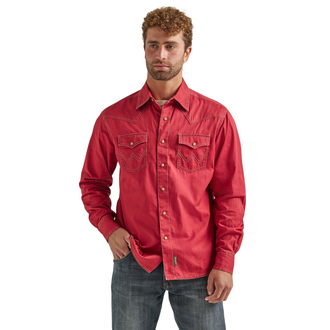 Wrangler Wrangler Retro Modern Fit Red L/S Pearl Snap Shirt