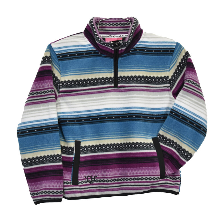 Cowgirl Hardware Cowgirl Hardware Aztec Serape Fleece Pullover - Berry/Turquoise