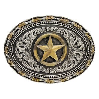 Montana Silversmiths Montana Silversmiths Two Tone Barb Texas Star Buckle