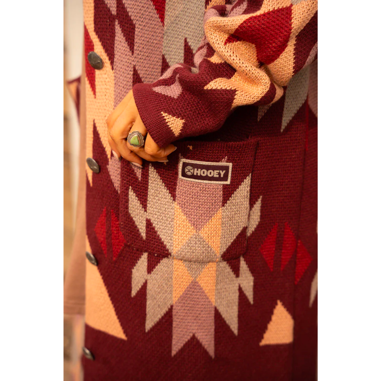 Hooey Hooey Sweater Knit Duster Aztec Pattern - Multi Color