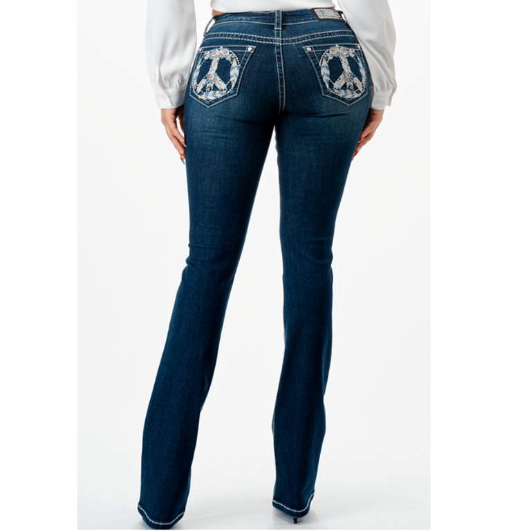 Grace in LA Grace In LA Peace Sign Jeans - 34” Inseam